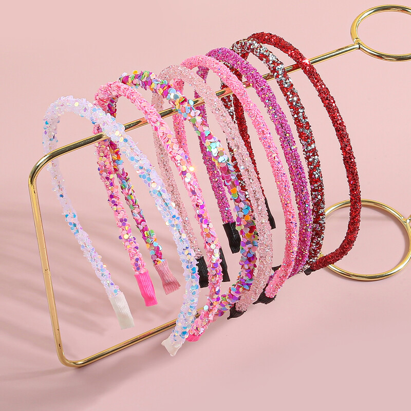 8бр. Ленти за глава за Свети Валентин за момичета, обичат розово, червено, лента за коса, блестящи ленти за глава, шапки за момичета, детско парти, аксесоари за коса