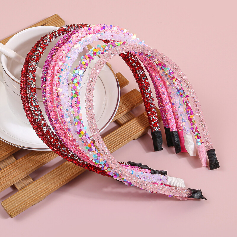 8бр. Ленти за глава за Свети Валентин за момичета, обичат розово, червено, лента за коса, блестящи ленти за глава, шапки за момичета, детско парти, аксесоари за коса