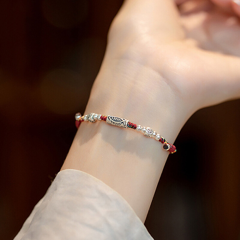 Stil chinezesc Lucky Koi Fish Brățară șir împletită manuală Brățări reglabile pentru cupluri de modă Prieteni Cadouri de aniversare