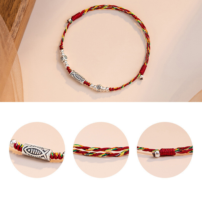 Stil chinezesc Lucky Koi Fish Brățară șir împletită manuală Brățări reglabile pentru cupluri de modă Prieteni Cadouri de aniversare