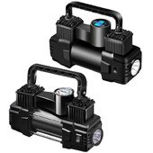 Pompă gonflabilă automată 12V 150PSI cu manometru Compresor de aer portabil de lux, metalic, dublu cilindru cu lumină LED