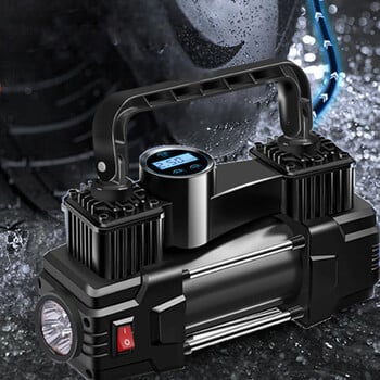 Αυτόματη φουσκωτή αντλία 12V 150 PSI με μανόμετρο βαρέως τύπου Deluxe Φορητός μεταλλικός αεροσυμπιεστής Διπλός κύλινδρος με φως LED