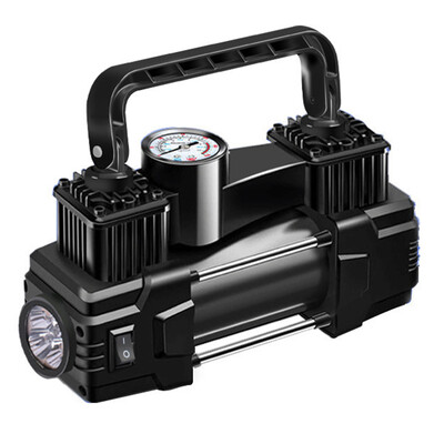 Pompă gonflabilă automată 12V 150PSI cu manometru Compresor de aer portabil de lux, metalic, dublu cilindru cu lumină LED