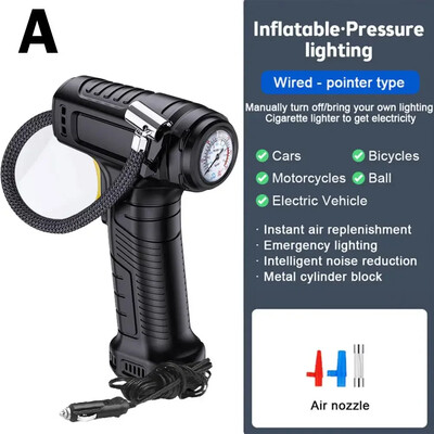SUITU 120W Compresor de aer portabil Pompă gonflabilă fără fir/cu fir Pompă de aer portabilă Umflator anvelope digital pentru mingi de biciclete auto