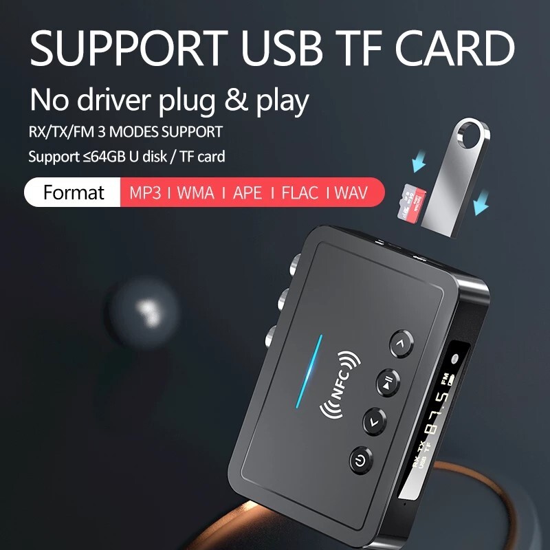 NFC Bluetooth 5.0 audio adapter za Doogee S98 S70 S80 S90 S90C S95 Prijemnik Odašiljač Podrška TF U Disk Play Daljinski upravljač