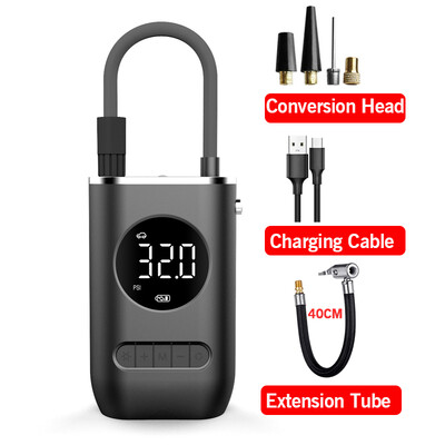 Pompă de umflare electrică, mini portabilă fără fir, compresor de aer digital inteligent, detectarea presiunii în pneuri pentru mașină, bicicletă, bile pentru motociclete