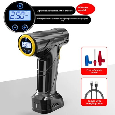 Pompă portabilă de umflare pentru mașină, portabilă, cu afișaj inteligent, fără fir, Pompă de umflare a anvelopelor de bicicletă, Pompă de umflare a anvelopelor pentru motociclete