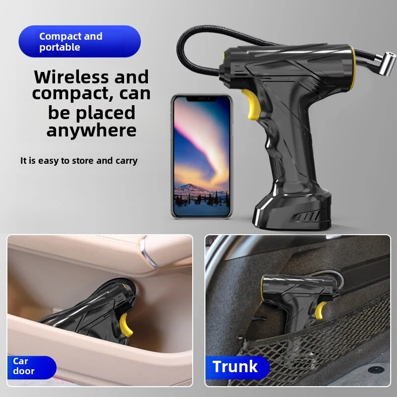 Pompă portabilă de umflare pentru mașină, portabilă, cu afișaj inteligent, fără fir, Pompă de umflare a anvelopelor de bicicletă, Pompă de umflare a anvelopelor pentru motociclete