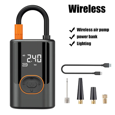 Pompă de umflare pentru mașină fără fir Mini pompă de aer portabilă, compresor de aer electric cu accelerare rapidă a umflarii pentru minge de bicicletă pentru motociclete
