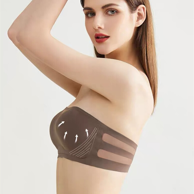 Sutien fără bretele anti-alunecare, stil bandeau, într-o singură bucată invizibil, nuntă fără bretele de vară fără urme sutien push-up cu sâni mici sexy
