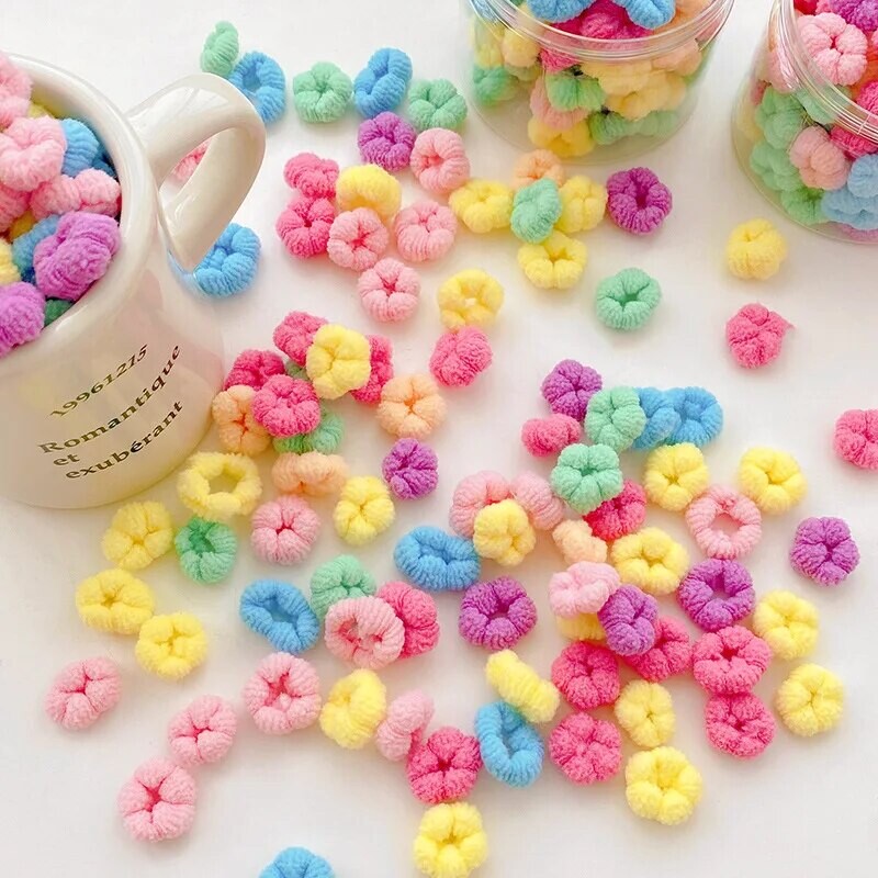 100 de bucăți benzi elastice pentru păr pentru fete, legături de păr colorate, suport pentru coadă de cal, benzi de cauciuc, scrunchie mici, accesorii de păr pentru copii