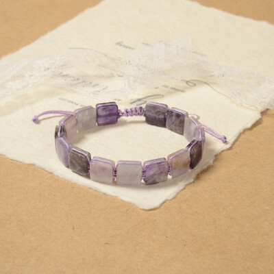 Ručno izrađene četvrtaste kamene narukvice - elegantne pastelne i zemljane nijanse s podesivim pletenim kablom za cjelodnevnu udobnost i stil