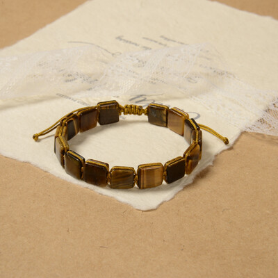 Ručno izrađene četvrtaste kamene narukvice - elegantne pastelne i zemljane nijanse s podesivim pletenim kablom za cjelodnevnu udobnost i stil