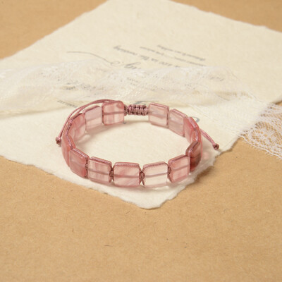 Ručno izrađene četvrtaste kamene narukvice - elegantne pastelne i zemljane nijanse s podesivim pletenim kablom za cjelodnevnu udobnost i stil