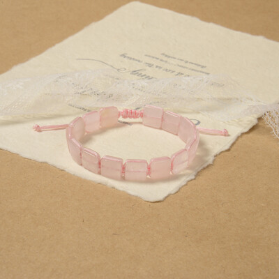 Ručno izrađene četvrtaste kamene narukvice - elegantne pastelne i zemljane nijanse s podesivim pletenim kablom za cjelodnevnu udobnost i stil