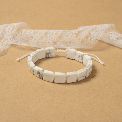 Ručno izrađene četvrtaste kamene narukvice - elegantne pastelne i zemljane nijanse s podesivim pletenim kablom za cjelodnevnu udobnost i stil