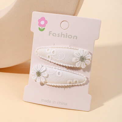 2 бр./компл. Ins Щипки за коса с цветя на маргаритки Бебешки фиби за деца Дантела Бяла барета Принцеса Детски аксесоари за коса на едро