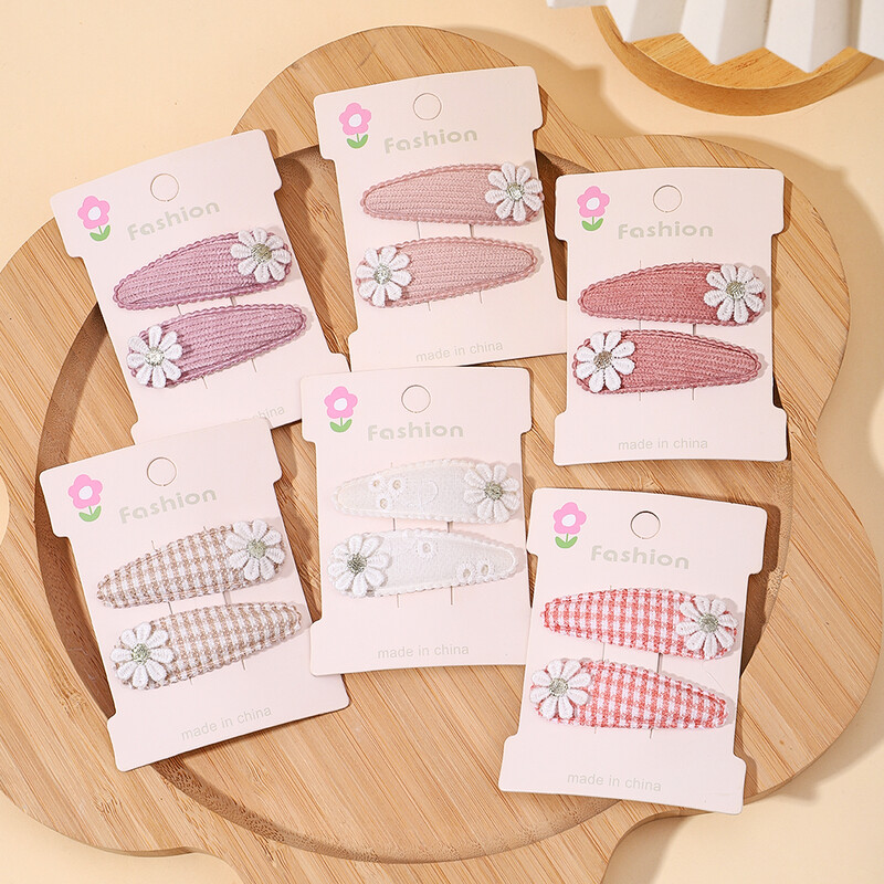 2 бр./компл. Ins Щипки за коса с цветя на маргаритки Бебешки фиби за деца Дантела Бяла барета Принцеса Детски аксесоари за коса на едро