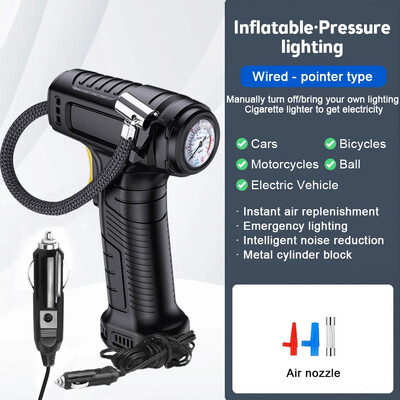 Pompă de aer pentru mașină 120W Pompă gonflabilă pentru anvelope fără fir/cu fir Compresor portabil de aer pentru mașină Dispozitiv de umflare pentru anvelope pentru mașină pentru bicicletă