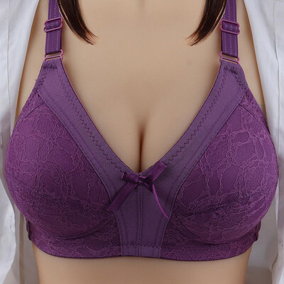 2024 Sutien nou pentru femei de mărime mare Lenjerie sexy din dantelă pentru smocking fără inel de oțel Push Up Lenjerie de corp pentru mama Sutiene din bumbac cu sârmă