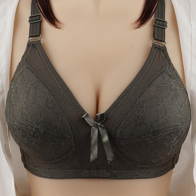 2024 Sutien nou pentru femei de mărime mare Lenjerie sexy din dantelă pentru smocking fără inel de oțel Push Up Lenjerie de corp pentru mama Sutiene din bumbac cu sârmă