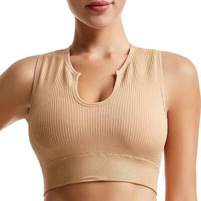 Sutien sport nou pentru femei Sexy cu gâtul în U Push Up Sală de gimnastică Jogging Yoga Fitness Vestă antișoc Crop Tops Set sutiene sport pentru femei