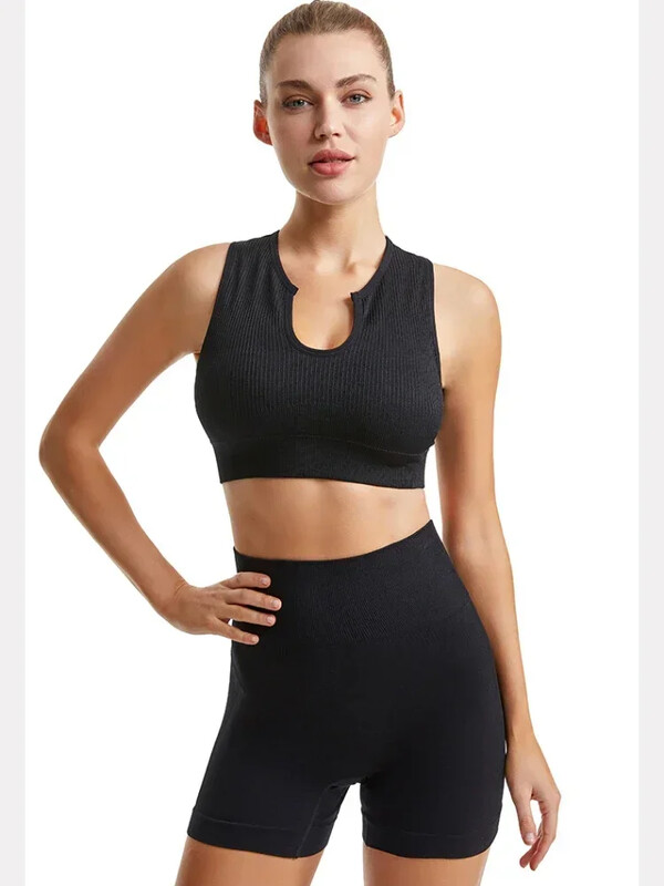 Sutien sport nou pentru femei Sexy cu gâtul în U Push Up Sală de gimnastică Jogging Yoga Fitness Vestă antișoc Crop Tops Set sutiene sport pentru femei