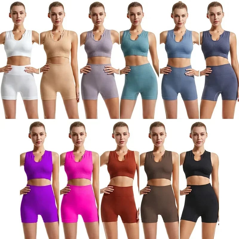 Sutien sport nou pentru femei Sexy cu gâtul în U Push Up Sală de gimnastică Jogging Yoga Fitness Vestă antișoc Crop Tops Set sutiene sport pentru femei