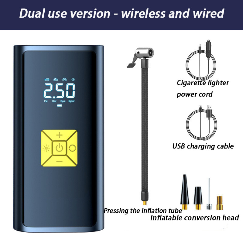 1 set Pompă de umflare montată pe mașină Afișaj digital inteligent Pompă de umflare a anvelopelor fără fir Detectare și umflare a presiunii în anvelope