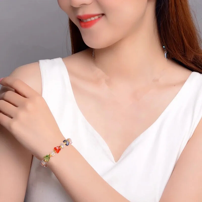 Modni leptir šarm Kristalne rastezljive narukvice s perlama Elastično uže Ženska temperamentna narukvica