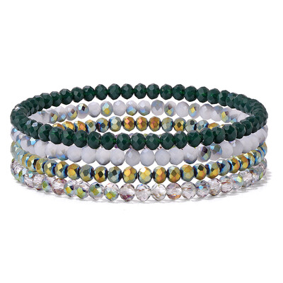 4 kom/set Elastična narukvica od sjajnih kristalnih perli Boemski fasetirani šareni set narukvica od kristalnih staklenih perli za žene