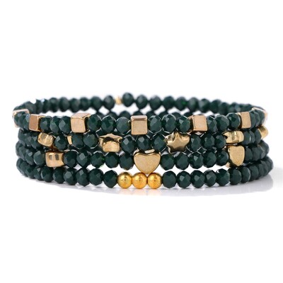 4 kom/set Elastična narukvica od sjajnih kristalnih perli Boemski fasetirani šareni set narukvica od kristalnih staklenih perli za žene