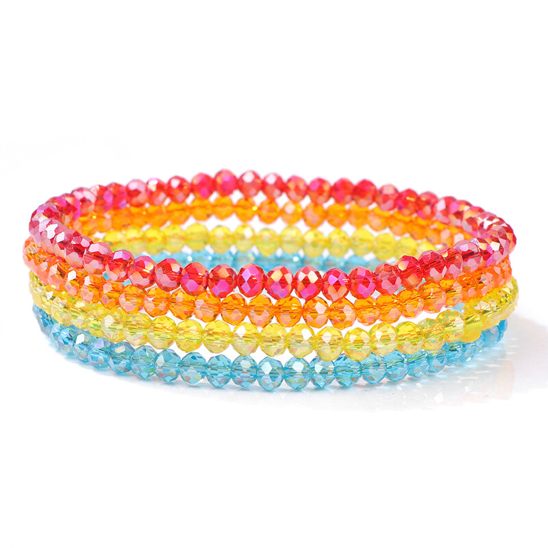 4 kom/set Elastična narukvica od sjajnih kristalnih perli Boemski fasetirani šareni set narukvica od kristalnih staklenih perli za žene