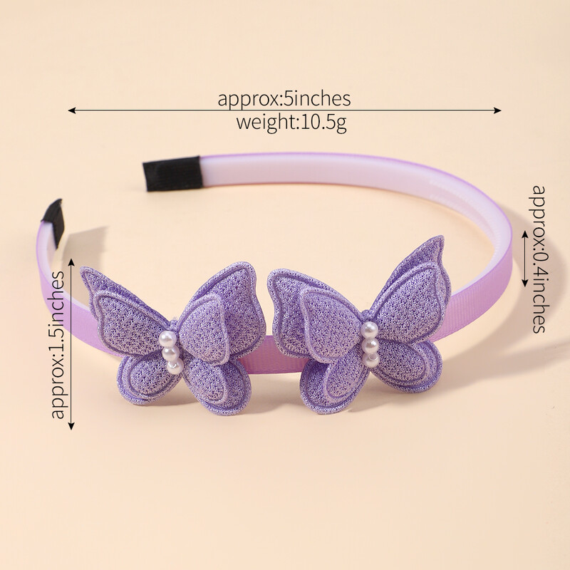 1 buc. Banda de păr cu fluture pentru fată drăguță, perlă simulată, cerc de păr pentru copii, legare zilnică a părului, accesorii de păr pentru fete minunate, 1 buc.
