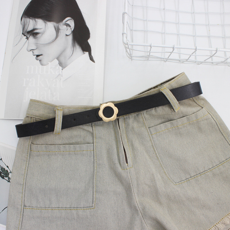 Curea de blugi versatilă pentru femei, cu design cu vânt Sense Trend Centura pentru studenți, cu flori decorative, cu cataramă netedă