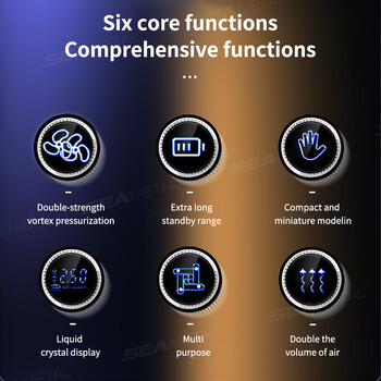 SEAMETAL Ασύρματη αντλία αέρα αεροσυμπιεστή αυτοκινήτου Ηλεκτρική αντλία φουσκώματος ελαστικού Τύπου C LED Πολυεργαλείο για Μπάλες για μοτοσικλέτα αυτοκινήτου