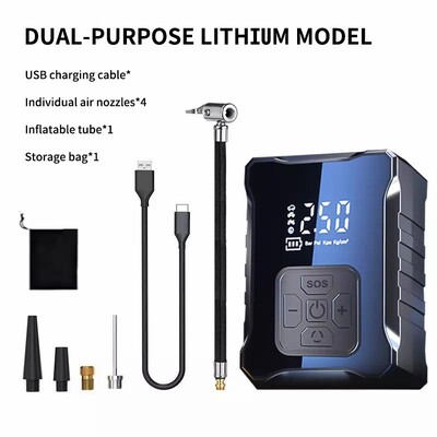 SEAMETAL bezvadu automašīnas gaisa kompresora gaisa sūknis, elektriskais riepu piepūšanas sūknis, C tipa LED daudzfunkciju rīks automašīnu motociklu velosipēdu bumbām