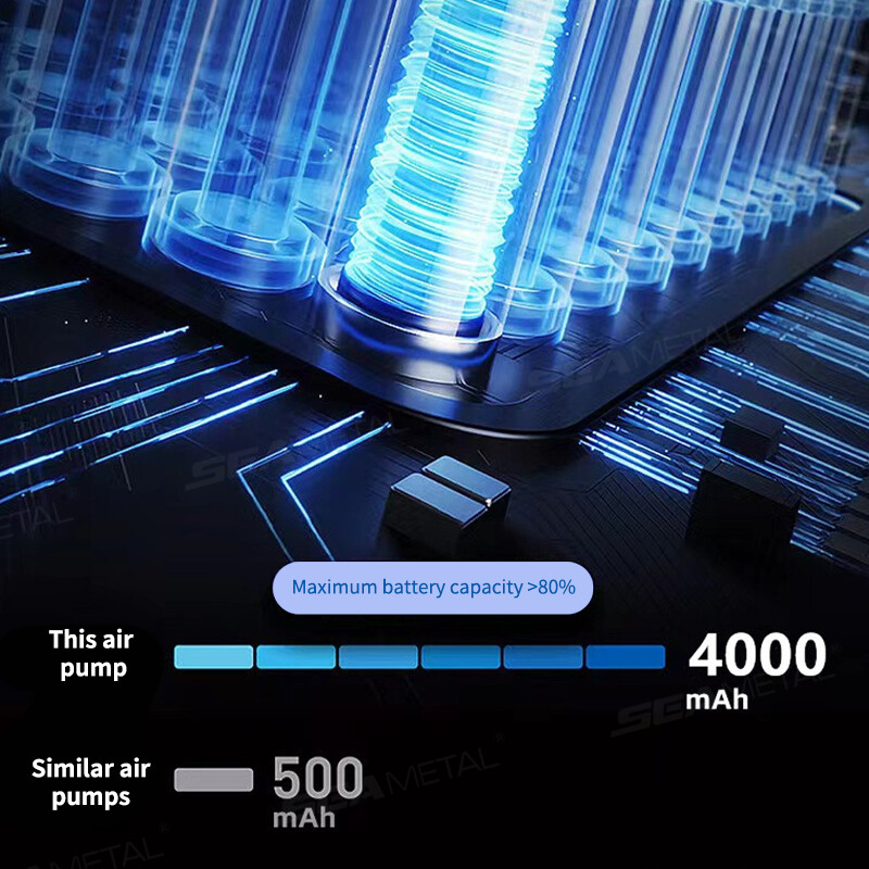 SEAMETAL bezvadu automašīnas gaisa kompresora gaisa sūknis, elektriskais riepu piepūšanas sūknis, C tipa LED daudzfunkciju rīks automašīnu motociklu velosipēdu bumbām