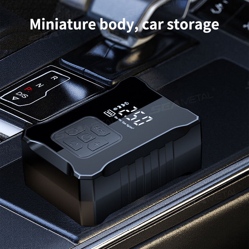 SEAMETAL bezvadu automašīnas gaisa kompresora gaisa sūknis, elektriskais riepu piepūšanas sūknis, C tipa LED daudzfunkciju rīks automašīnu motociklu velosipēdu bumbām