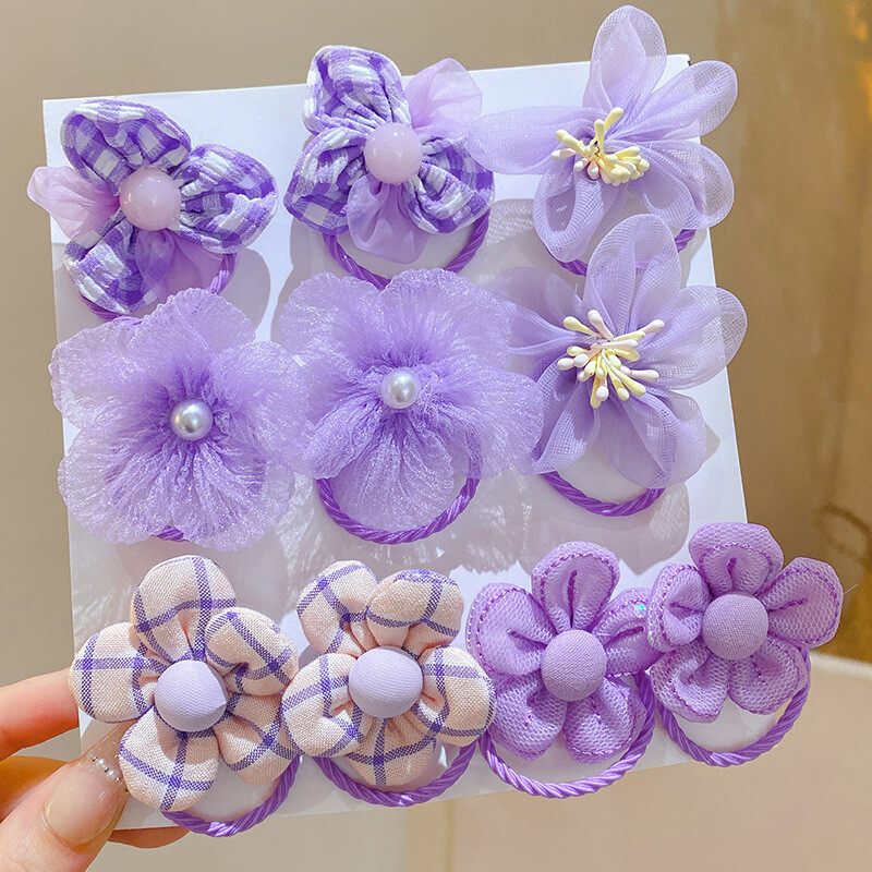 10Gb Bērnu sieta ziedu matu cilpa ar labu elastību, bērnu kaklasaites galvas saite, princeses galvassegas, jauka meiteņu gumija