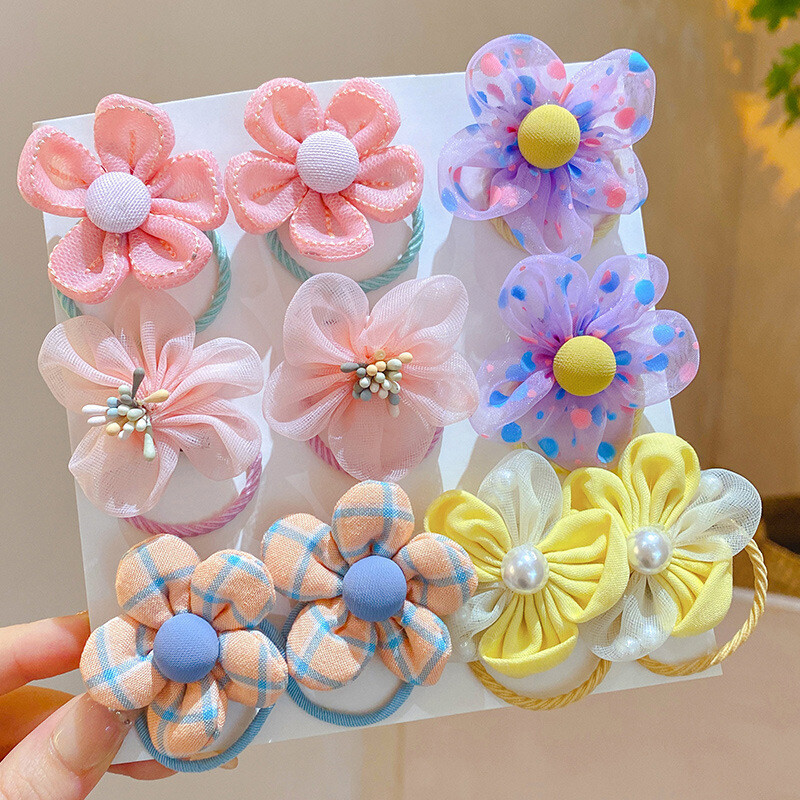 10Gb Bērnu sieta ziedu matu cilpa ar labu elastību, bērnu kaklasaites galvas saite, princeses galvassegas, jauka meiteņu gumija