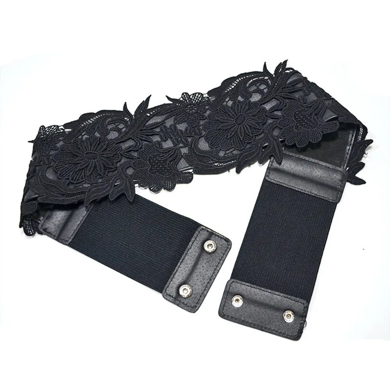 Sieviešu mežģīņu aptinums ap Obi jostas vidukli Boho Band platas jostas