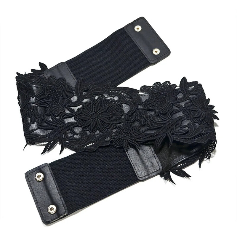 Sieviešu mežģīņu aptinums ap Obi jostas vidukli Boho Band platas jostas