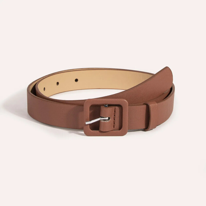 Fusta simplă versatilă de damă din piele artificială Îmbrăcăminte din PU Cataramă de curea de modă Curea de cataramă pătrată realizată manual Stil dulce