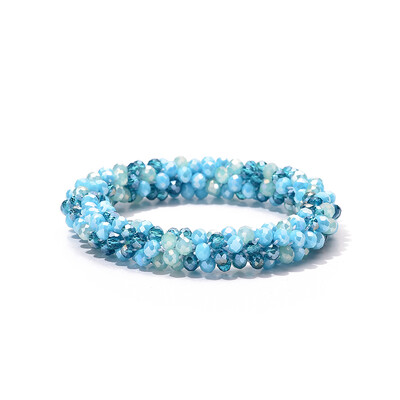 Brățară elastică Boho multicoloră, brățară pentru femei, țesătură de frânghie vintage, margele de cristal de sticlă lucrate manual, brățări elastice, bijuterii cadou