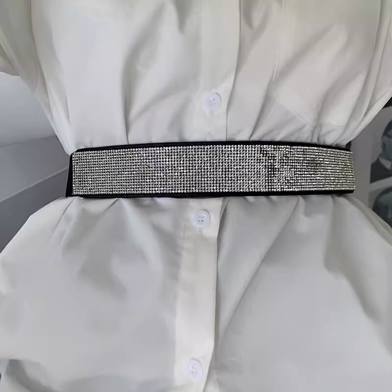 Corset elastic cu diamante strălucitoare de modă pentru femei, haină pentru femeie, cu centură, rochie, cu centură largă J485