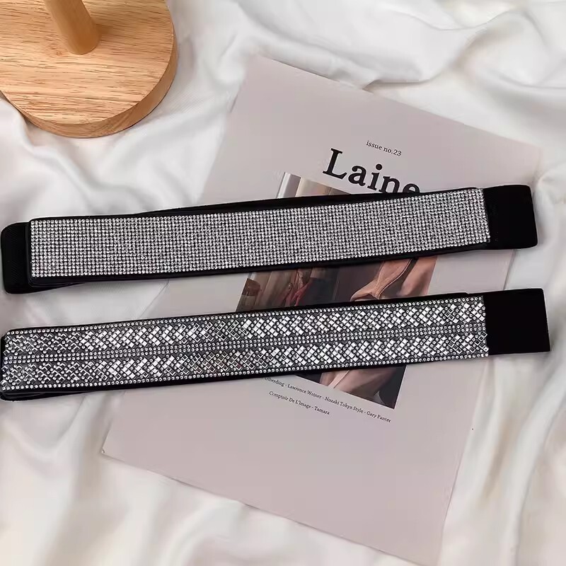 Corset elastic cu diamante strălucitoare de modă pentru femei, haină pentru femeie, cu centură, rochie, cu centură largă J485