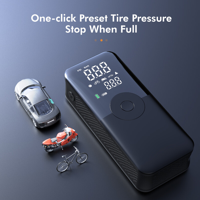 Auto õhukompressor elektriline rehvi täitepump LED-lambiga mootorratta jalgrattarehvide kaasaskantava täispuhutava pumba õhupump