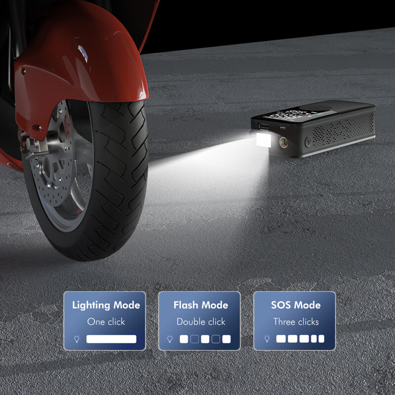 Auto õhukompressor elektriline rehvi täitepump LED-lambiga mootorratta jalgrattarehvide kaasaskantava täispuhutava pumba õhupump