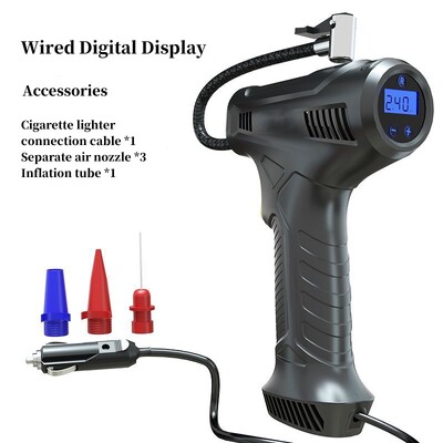 Pompă de aer pentru mașină 80W Pompă gonflabilă pentru anvelope pentru mașină electrică fără fir/cu fir Compresor portabil de aer pentru anvelope.